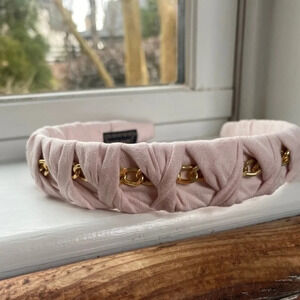 Anthropologie Pink Braided Gold Chain Headband